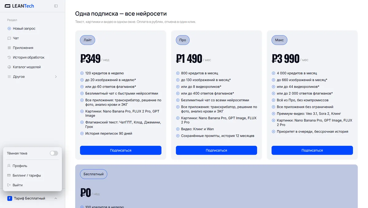 Тарифы и цены BabyAGI в рублях
